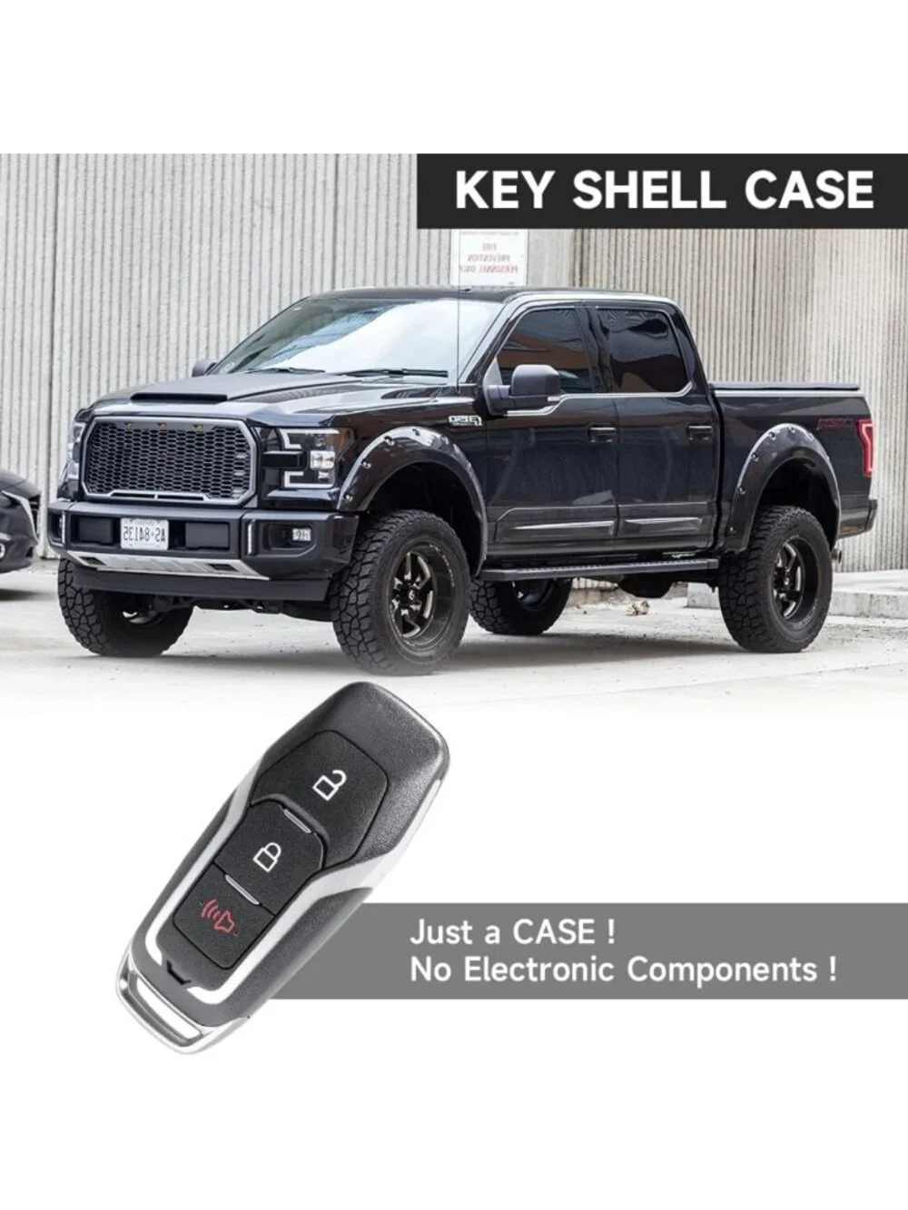 3-Button Key Fob Cover Shell Case Replacement for Ford F-150, Explorer 2015-2017